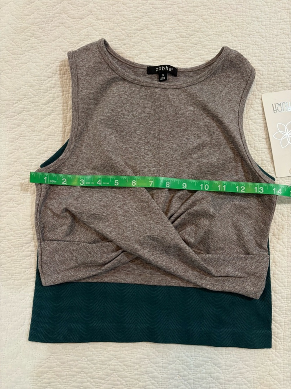 Aura Teal Ribbed Tank + Zobha Gray Crop Top + Sage Athletic Shorts by Old Navy - Picture 7 of 8